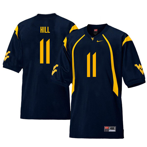Men #11 Chase Hill West Virginia Mountaineers Throwback College Football Jerseys Sale-Navy